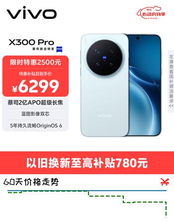 vivo X300 Pro 16GB+1TB 摄影师套装 自在蓝 蔡司2亿APO超级长焦 蓝图影像双芯 拍照 AI手机