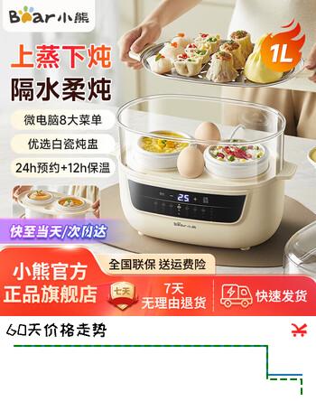 【8折】小熊（Bear）电炖锅电炖盅炖汤盅电炖锅煲汤锅炖汤锅隔水炖婴儿煮粥锅熬粥燕窝炖盅小型1-2人 24H预约 12H保温 1Lhttps://u.jd.com/UGcDabh----普遍有货 | 下1件最优到手单价：139 -> 【122.4】