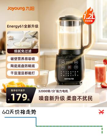 【7折】九阳（Joyoung）破壁机 家用豆浆机 低音破壁细腻免滤多功能破壁机 全自动小型料理榨汁机 2026升级款 1.2L多功能低音破壁https://u.jd.com/F6K1Ptd----普遍有货 | 下1件最优到手单价：179 -> 【143.2】