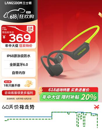 兰士顿AirSwim Neo骨传导耳机 开放式游泳蓝牙耳机跑步防水不入耳无线运动耳机适用于苹果价保618 碧浪绿