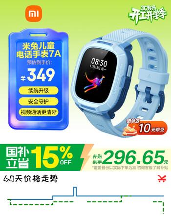 小米米兔儿童电话手表7A蓝色 国家补贴 长续航高清视频4G全网通防水定位小学生初高中男女智能儿童手表