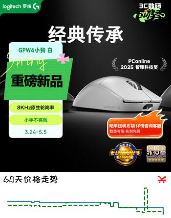 GPW四代 GPW4小狗电竞无线游戏鼠标 8K FPS职业电竞配置（白色）