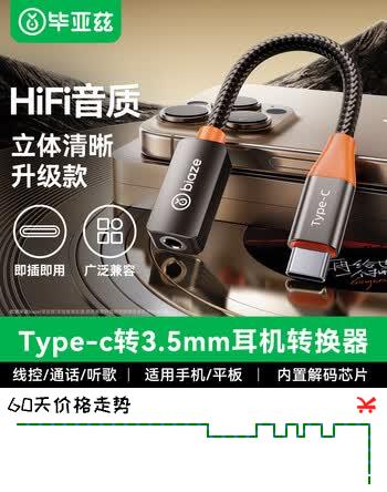 【6折】毕亚兹适用苹果17/16/15耳机转接头 Type-C转3.5mm音频转接头USB-C耳机转换器 小米/华为MateP50安卓手机https://u.jd.com/k1yKAw0----普遍有货 | 下34件最优到手单价：11.9 -> 【8.01】