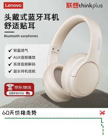 联想（Lenovo）【热销50W+】耳机头戴式无线蓝牙耳机游戏电竞低延迟高音质立体声音乐通话降噪运动耳机TH20米白色