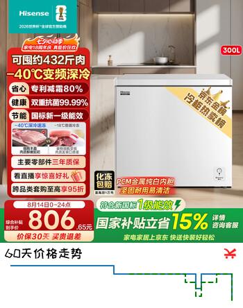 【8折】海信囤多多300L单温冰柜变频小冰箱-40℃深冷速冻冷柜冷冻冷藏新一级能效BD/BC-300S1HNKSD国家补贴https://u.jd.com/UOeBIiG----普遍有货 | 下1件最优到手单价：901.54 -> 【781.85】