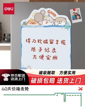 【4折】得力卡通软磁吸留言板 可擦写冰箱贴 家用随手记录家庭留言小白板300400mm 白色 MF169https://u.jd.com/x1FheB9----多半有货 | 下89件最优到手单价：12.51 -> 【6.12】