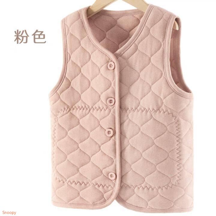 多妙屋儿童马甲秋冬新款男女童夹棉背心中大童外穿坎肩保暖马夹上衣童装 粉色 150 cm