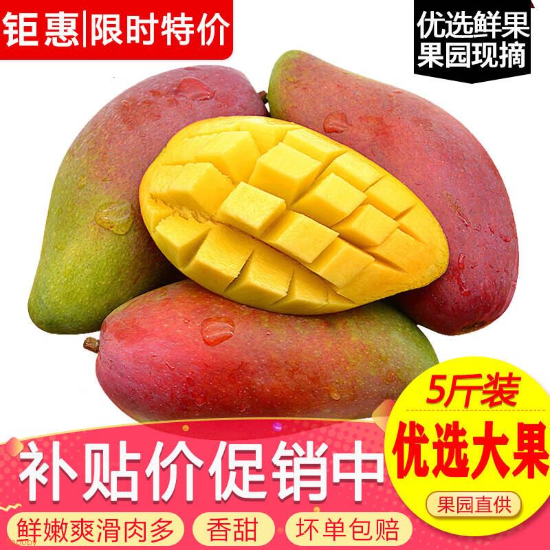 玖原农珍 海南三亚贵妃芒果 生鲜水果新鲜现摘芒果 含箱5斤净重4.5优选装（150-300g）