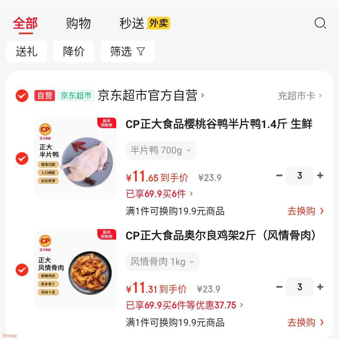 CP正大食品樱桃谷鸭半片鸭1.4斤 生鲜冷冻 鸭肉鸭腿鸭锁骨 麻辣鸭货