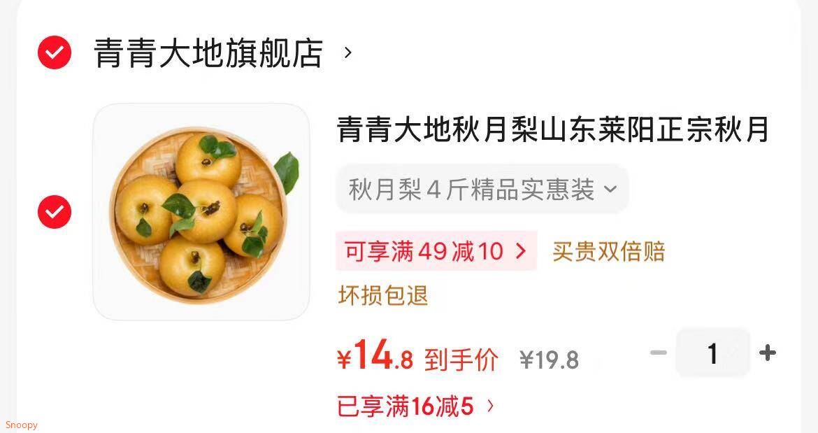 青青大地秋月梨山东莱阳正宗秋月冰糖梨 产地直发净重4斤 新鲜水果  秋月梨4斤精品实惠装