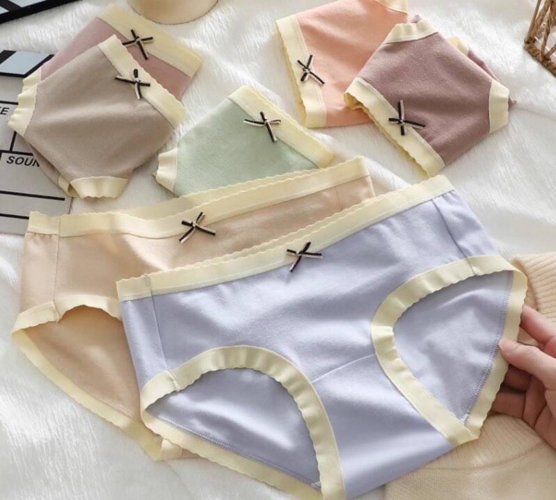 Caria Knar2026新款简约女生甜美女士内裤纯棉中腰无痕透气三角裤