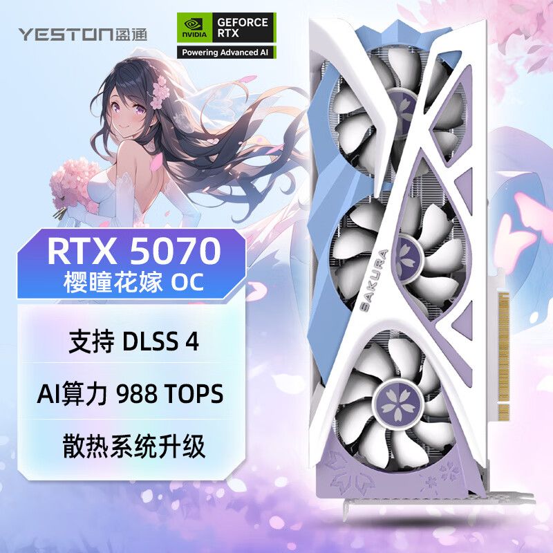 盈通（yeston）AMD RADEON RX 9070 -16GD6 樱瞳水着 Atlantis OC 超频版 三风扇 全新游戏独立显卡