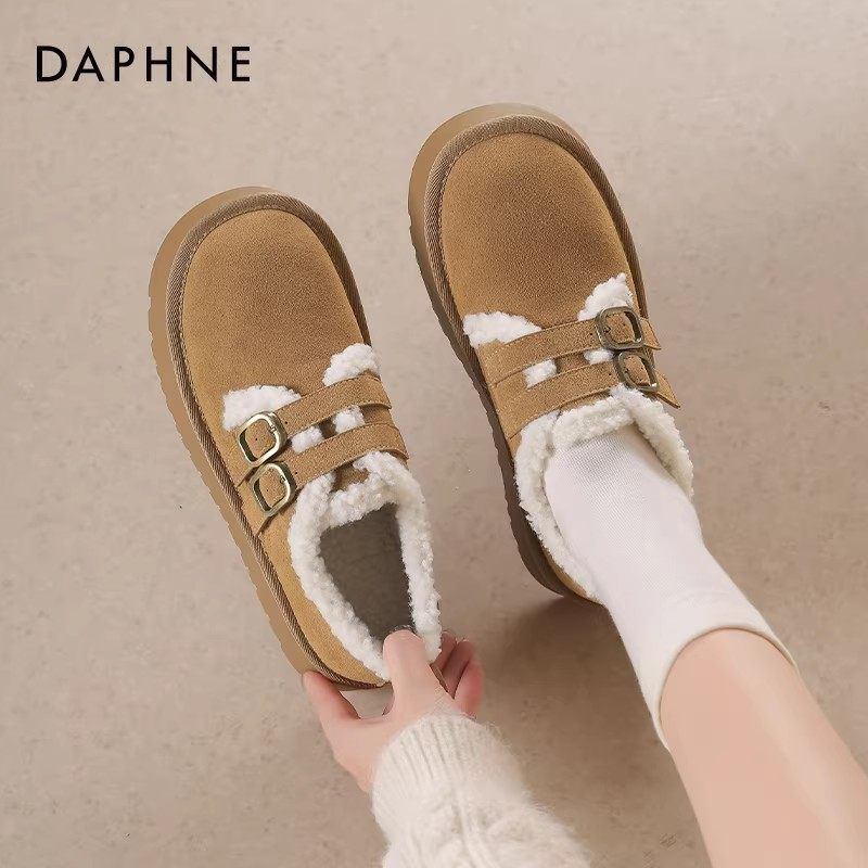 达芙妮厚底加绒雪地靴长筒靴子女