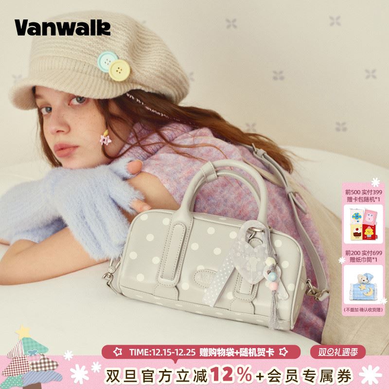 VANWALK/出走女生波点波士顿包包