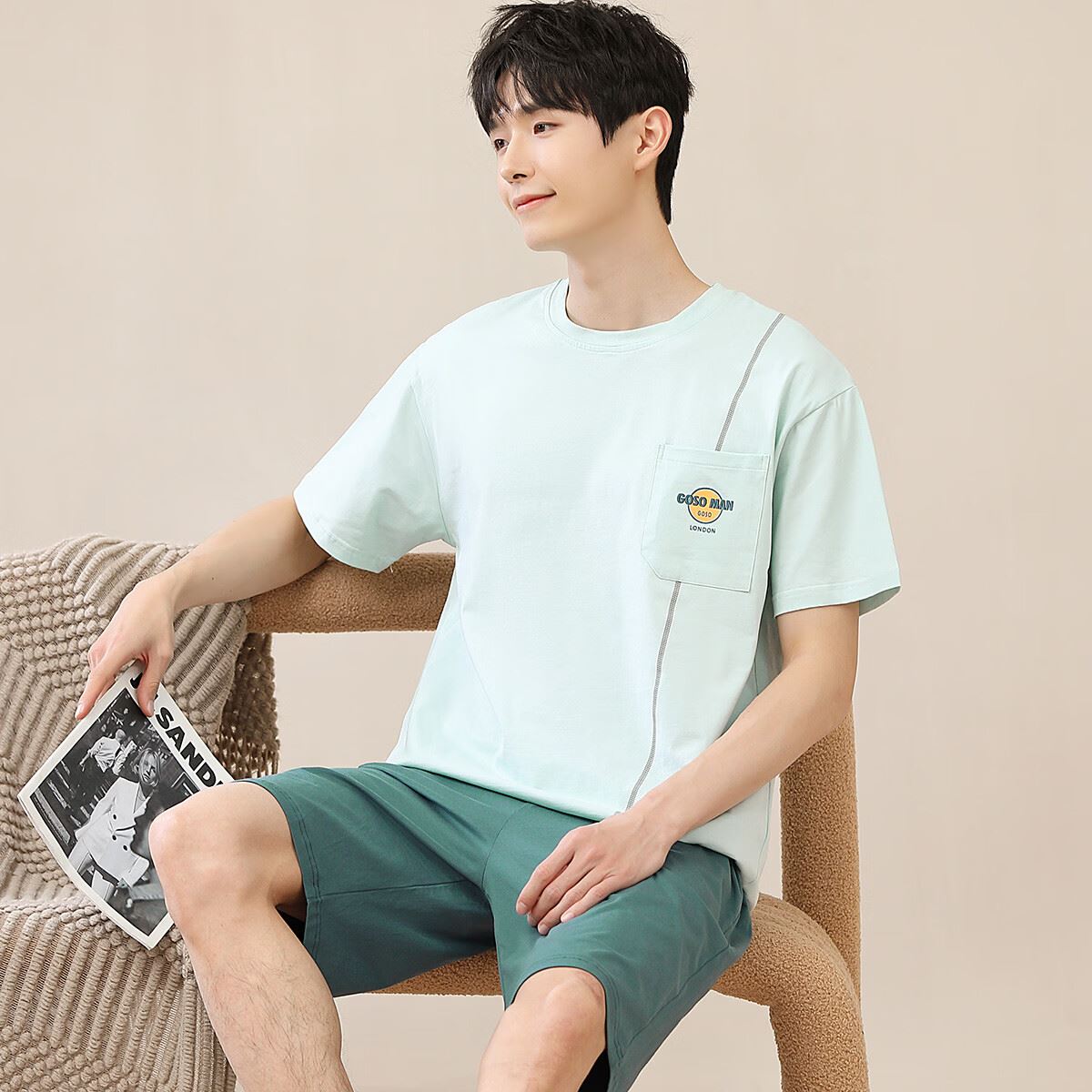 香蜜闺秀GOSO夏季女士家居服简约舒适亲肤睡衣可外穿 3133052浅黄 2XL