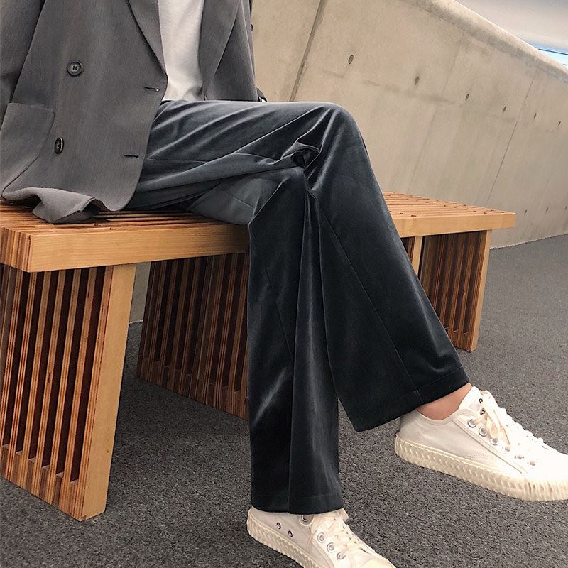 坠垂感休闲风加厚金丝绒阔腿裤