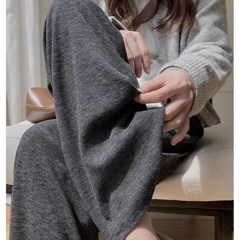 糯米阔腿裤2025冬季新款加绒高腰显瘦休闲裤垂感拖地裤