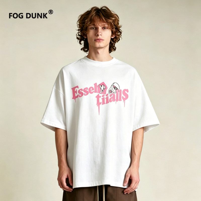 FOG DUNK联名潮牌305g复线重磅纯棉落肩短袖T恤