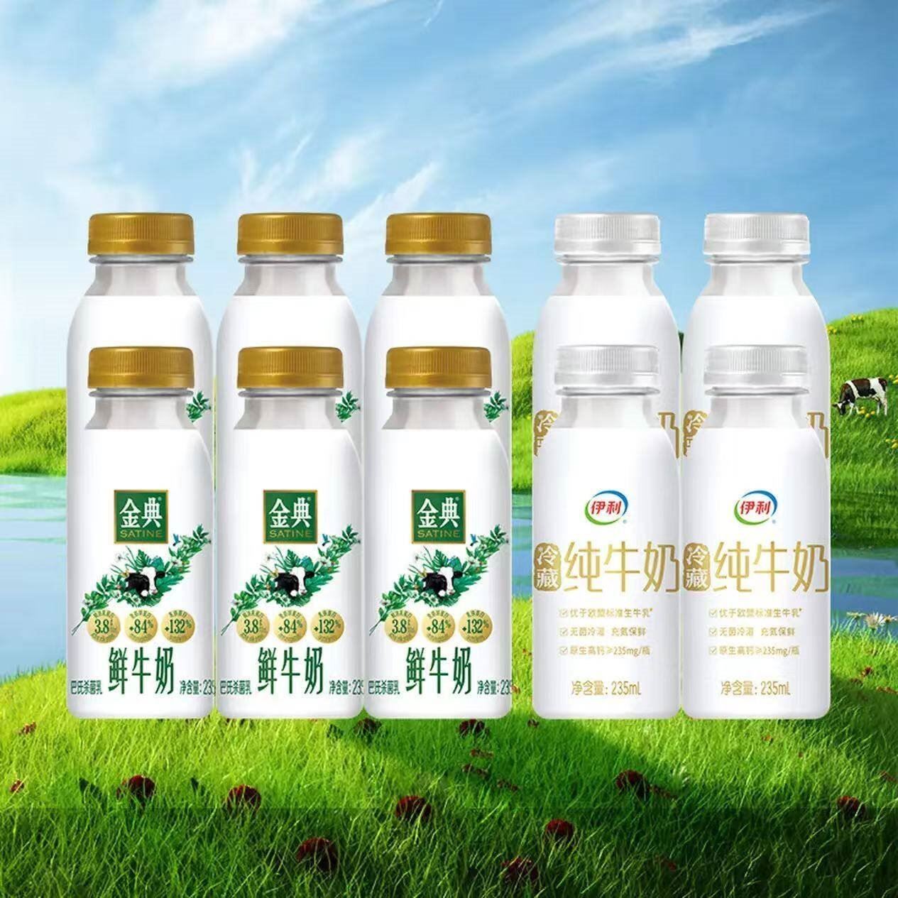 伊利金典鲜牛奶235ml*6+伊利牛奶235ml*4低温牛奶分享装 源头直发包邮