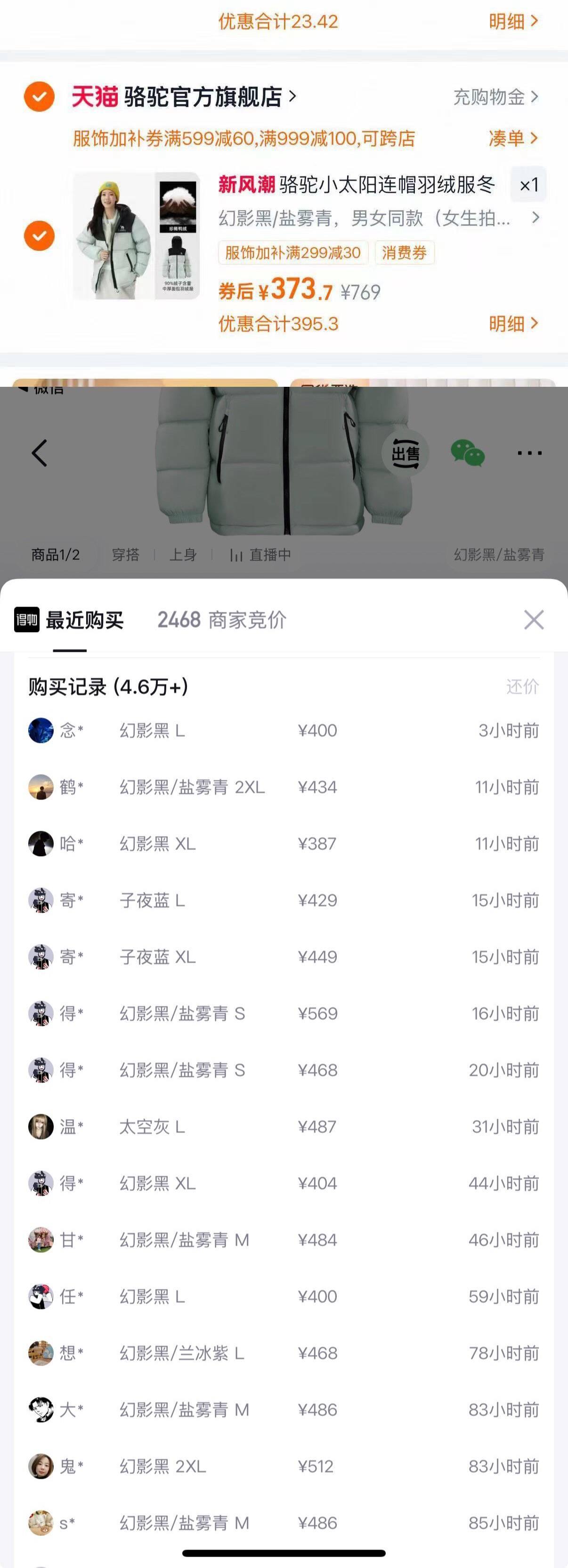 骆驼小太阳连帽羽绒服冬男女同款