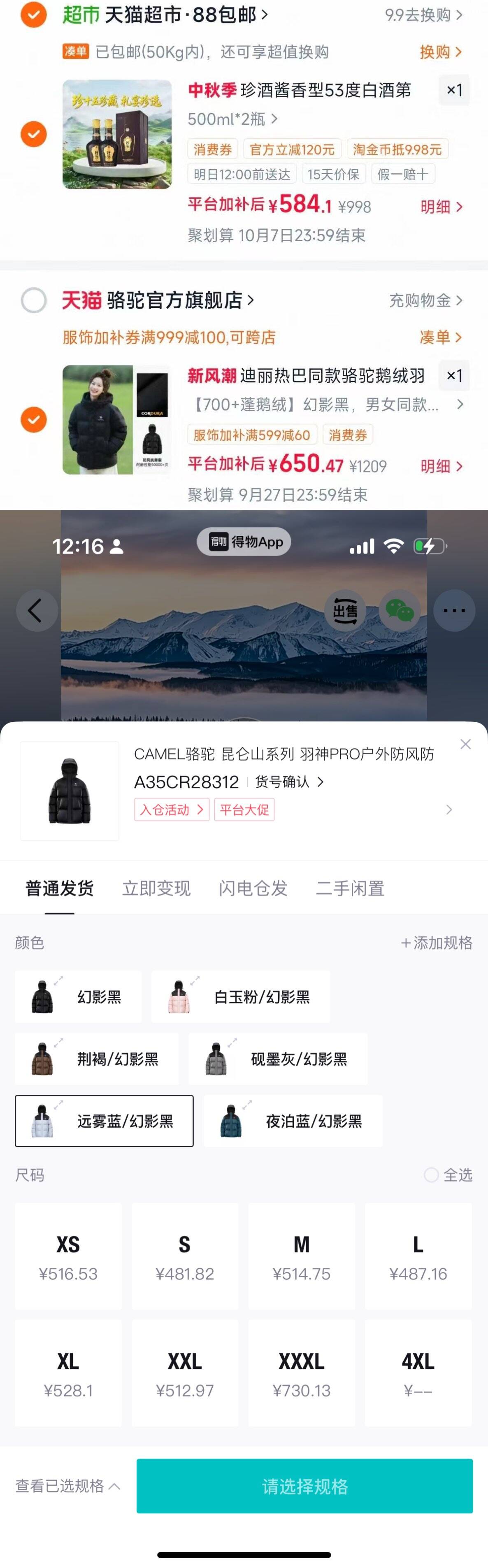 迪丽热巴同款骆驼鹅绒羽绒服加厚