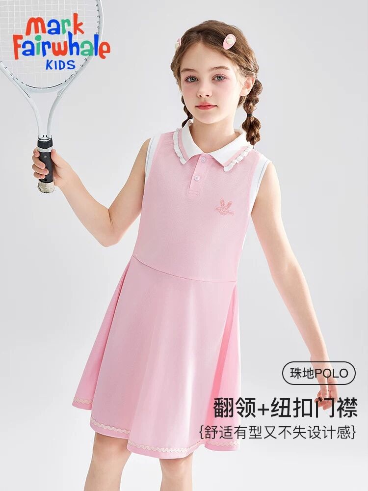马克华菲女童连衣裙2026夏季新款韩版POLO公主裙子无袖学院风娜jz