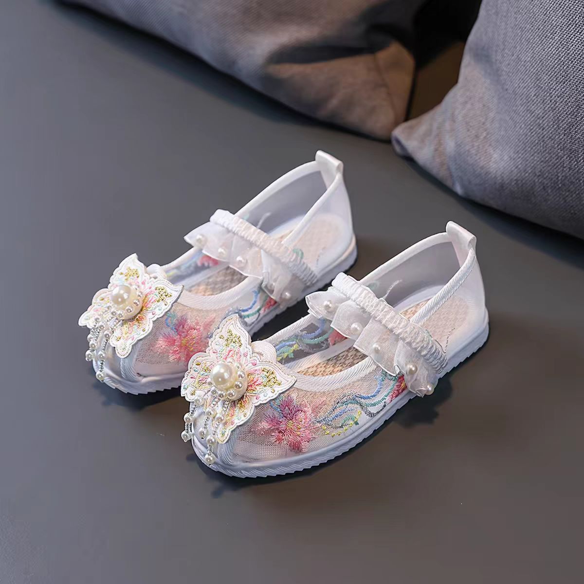 夏季款网鞋凉鞋中国风女童绣花鞋