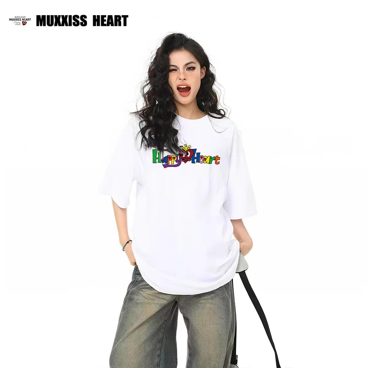 【断码清仓】MUXXISS HEART/麦克斯桃心爱心短袖230g纯棉