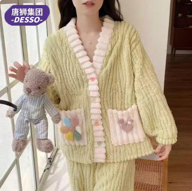 唐狮集团DESSO冬季珊瑚绒睡衣多种款式加厚保暖长袖套装睡衣