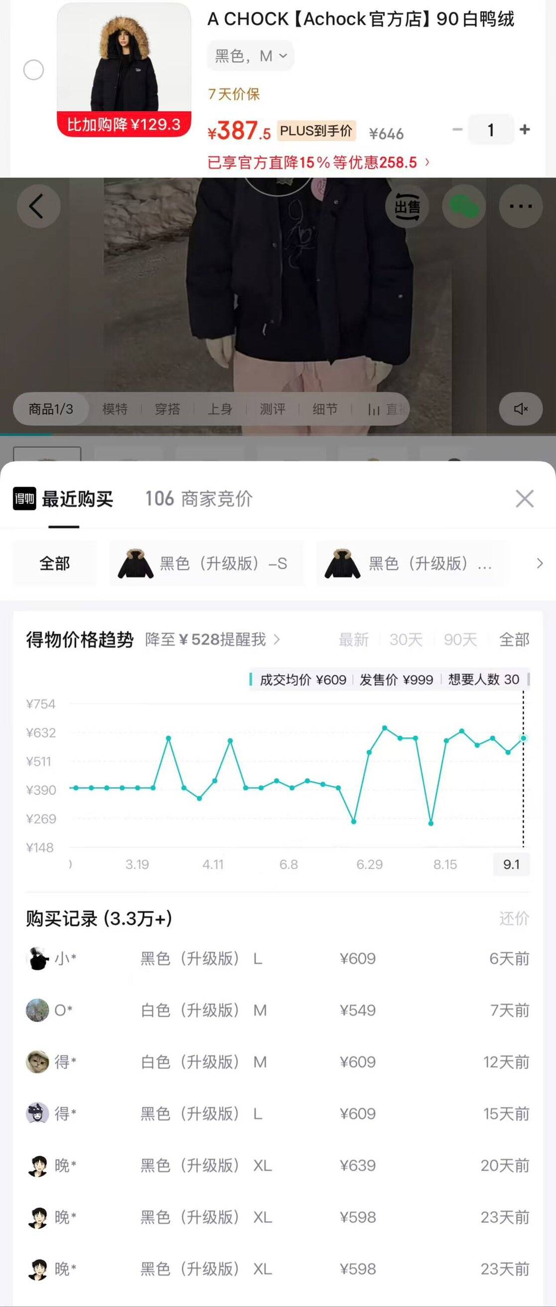 现在可拍A CHOCK羽绒服冬天销量很好派克羽绒服得物3.3w销量单拍到手387   得物549货号：ACYR20https://u.jd.com/xDDXwVQ 领8折券就对https://u.jd.com/x6DVWpr 