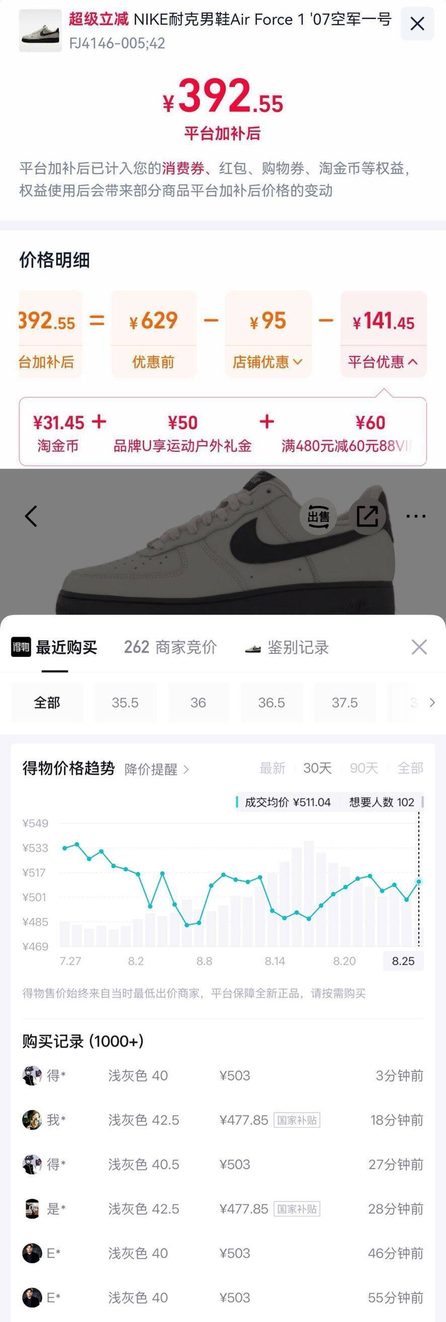 NIKE耐克男鞋Air Force 1 '07空军一号复古经典运动鞋 FJ4146-005