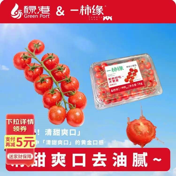 京鲜生 江苏绿港串收小番茄净重2斤 酸甜可口脆嫩多汁生鲜蔬菜源头直发