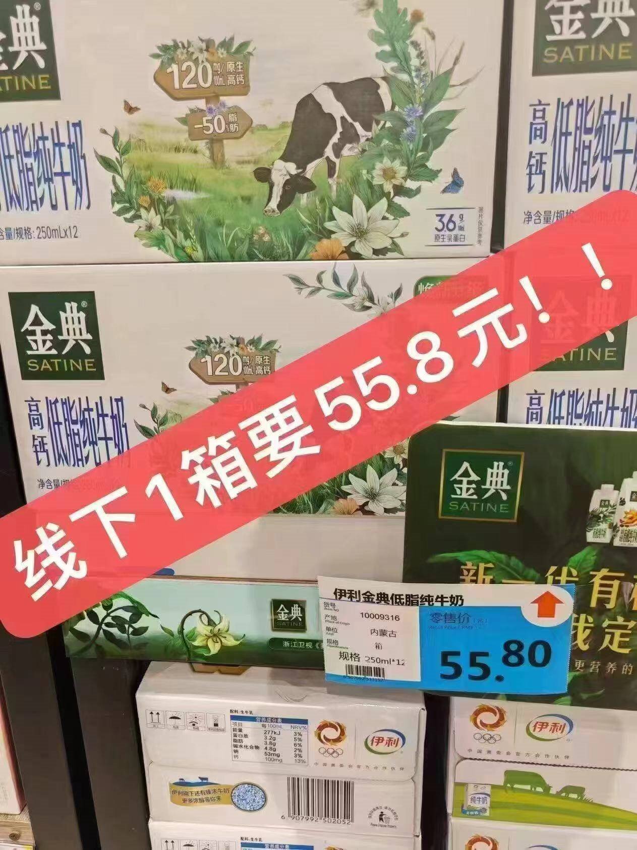 伊利金典纯牛奶系列 优质乳蛋白 多种规格可选 年货礼盒 【年货必备】高钙低脂纯牛奶12盒*2箱