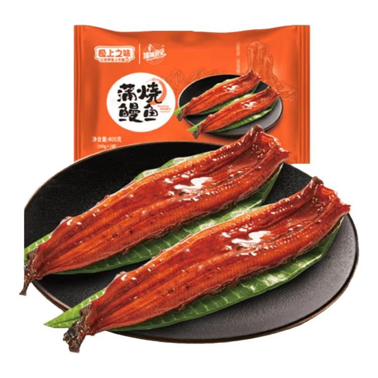 顶顶鳗蒲烧鳗鱼 日式烤鳗鱼 400g/袋 2条整条装 海鲜预制菜肴 加热即食	