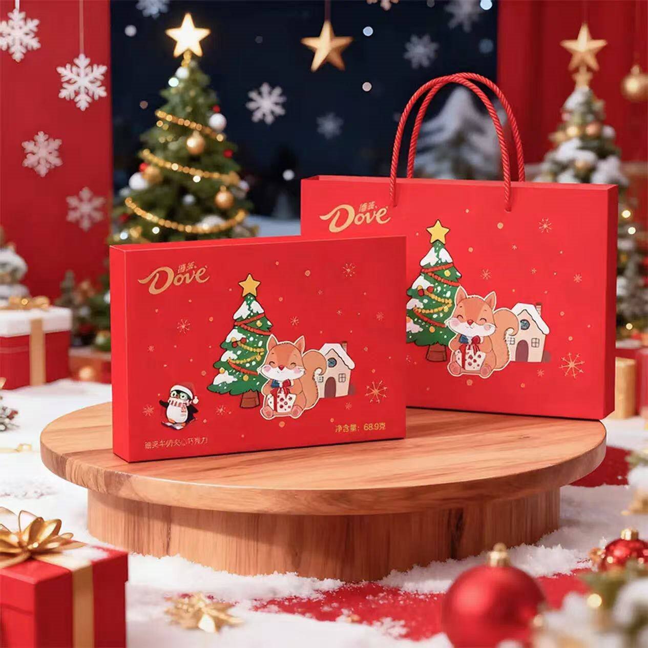 德芙心语13粒圣诞礼盒休闲零食糖果大礼包进口巧克力伴手礼礼物C 红色圣诞13粒礼盒【1盒】