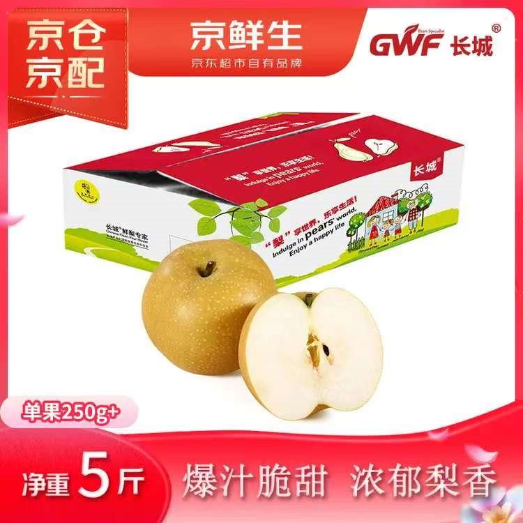 京鲜生 长城丰水梨 净重5斤 单果250g+ 生鲜水果礼盒