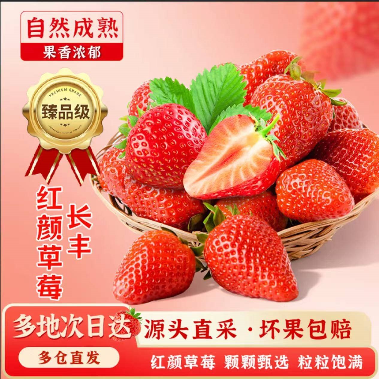 甜盟安徽长丰红颜草莓 【JD/顺丰多地次日达】 新鲜应季水果多仓发货3 秒杀超值 单果8-15g 净重2.5斤