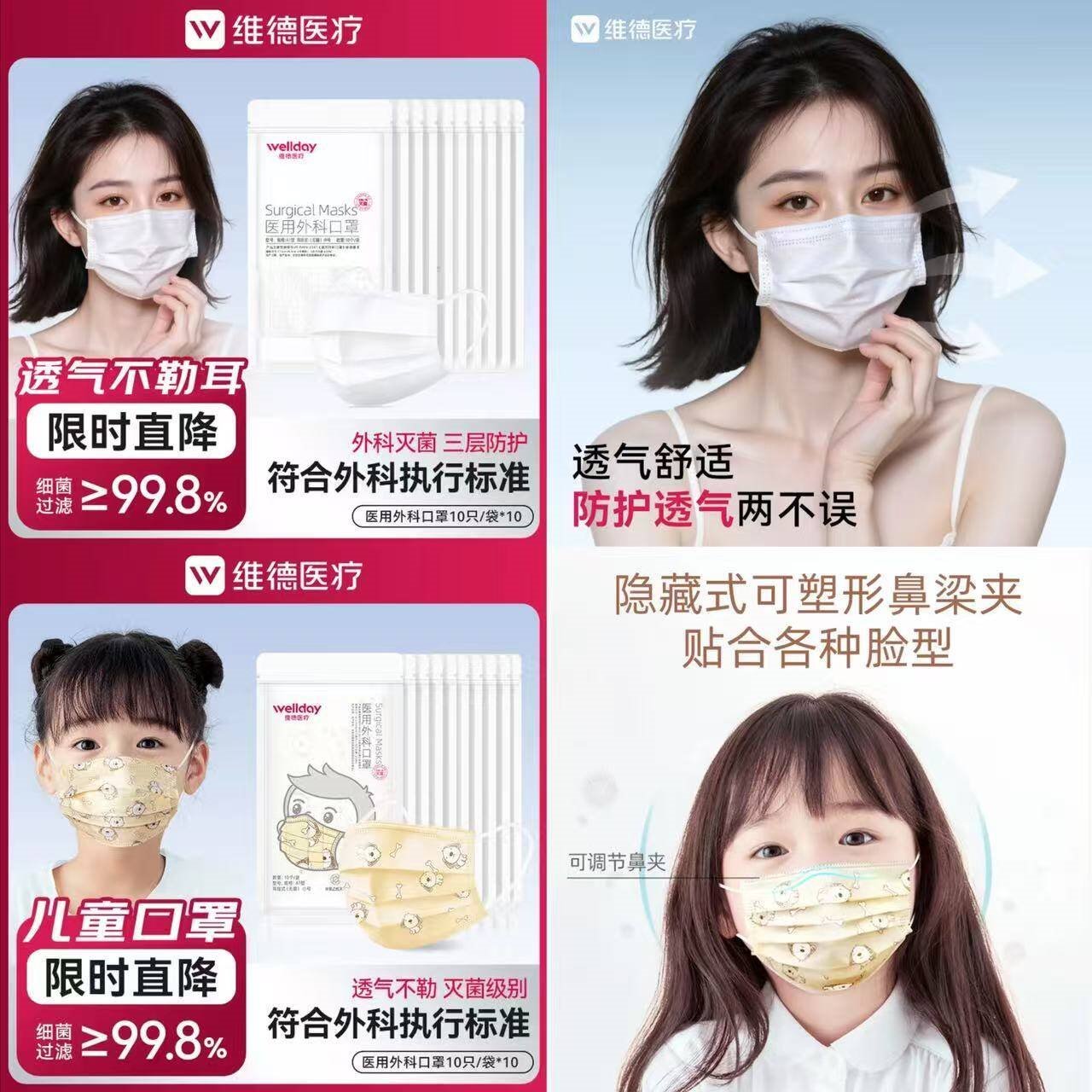 维德（WELLDAY）儿童医用外科口罩三层防护灭菌级防病毒细节飞沫秋冬季透气防风 医用外科灭菌级【100只】小黄狗